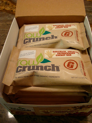 Open box showing individual packaged Raw Crunch Bars