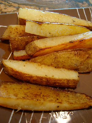 Coconut & Olive Oil Roasted Potato Sticks on plate