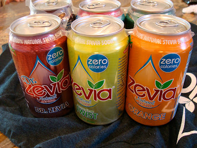 Close up of Zevia drinks in multiple flavors