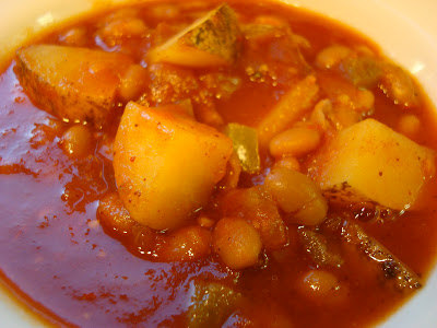 Close up of Hearty Vegan Southwestern Sweet & Spicy Soup