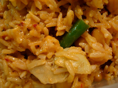 Close up of Caribbean Coconut Rice with Garbanzos & Veggies 