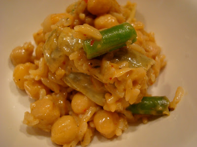 Caribbean Coconut Rice with Garbanzos & Veggies on white dish