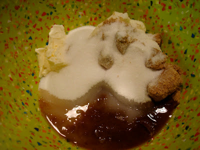 Butter, sugars and water added to bowl - 3