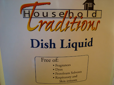 Label on bottle of dish liquid