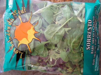Close up of mixed greens blend in bag