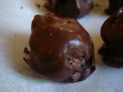 Close up of one Chocolate Covered Oreo Balls