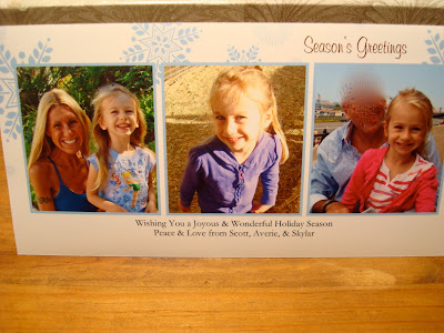 Family holiday christas card with three photos of family