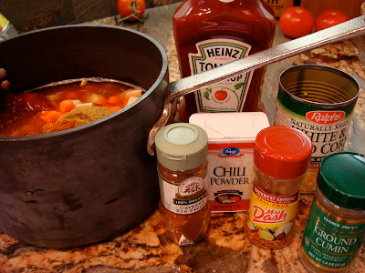 Ingredients for soup on countertop