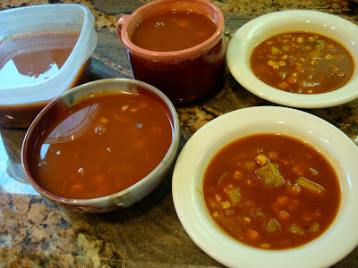 Spicy Vegetable, Corn, & Bean Soup separated into bowls