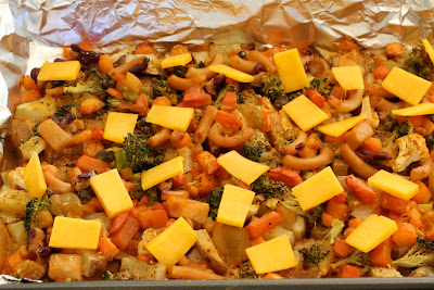 Cheese slices added to Cheezy Vegetable Bake