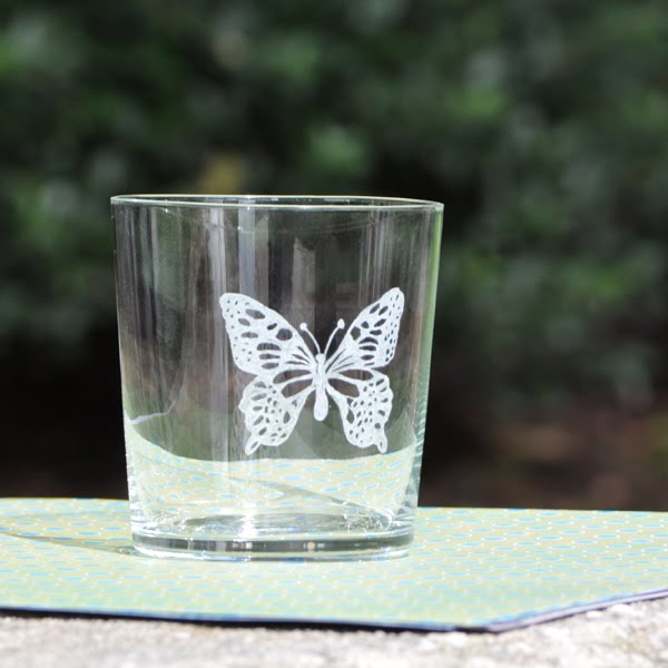 Marlis Butterfly motif • hand etched glass