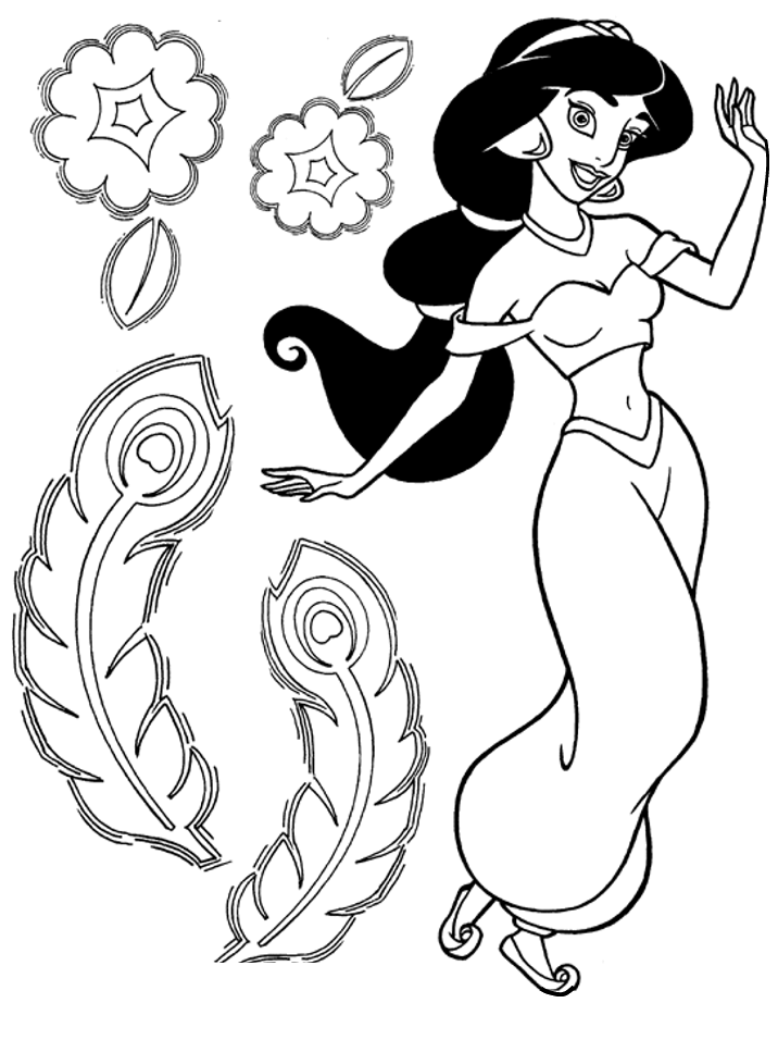 Coloring pages of disney characters quot Jasmine and Aladin