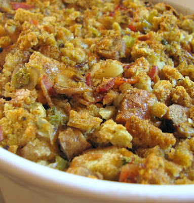 Stuffing with Mushrooms, Sausage and Bacon | For the Love of Cooking