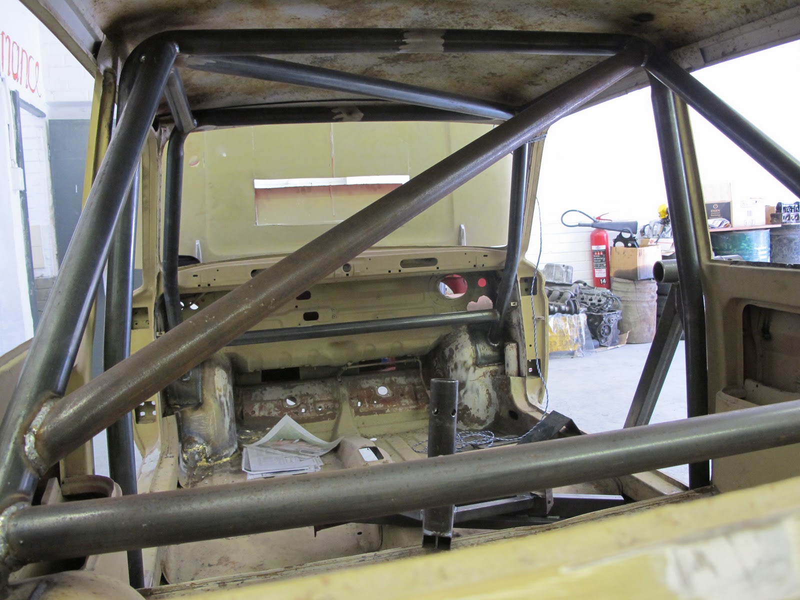 CKD Boats Roy Mc Bride Hillman Imp full roll cage installed