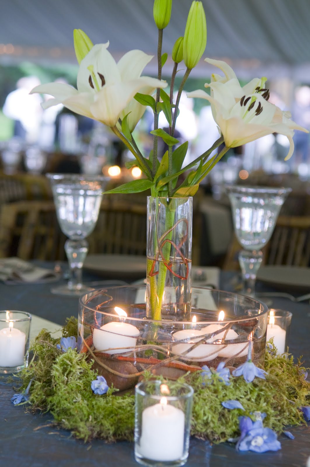 The Good Life Event Specialists True Romance candle centerpieces
