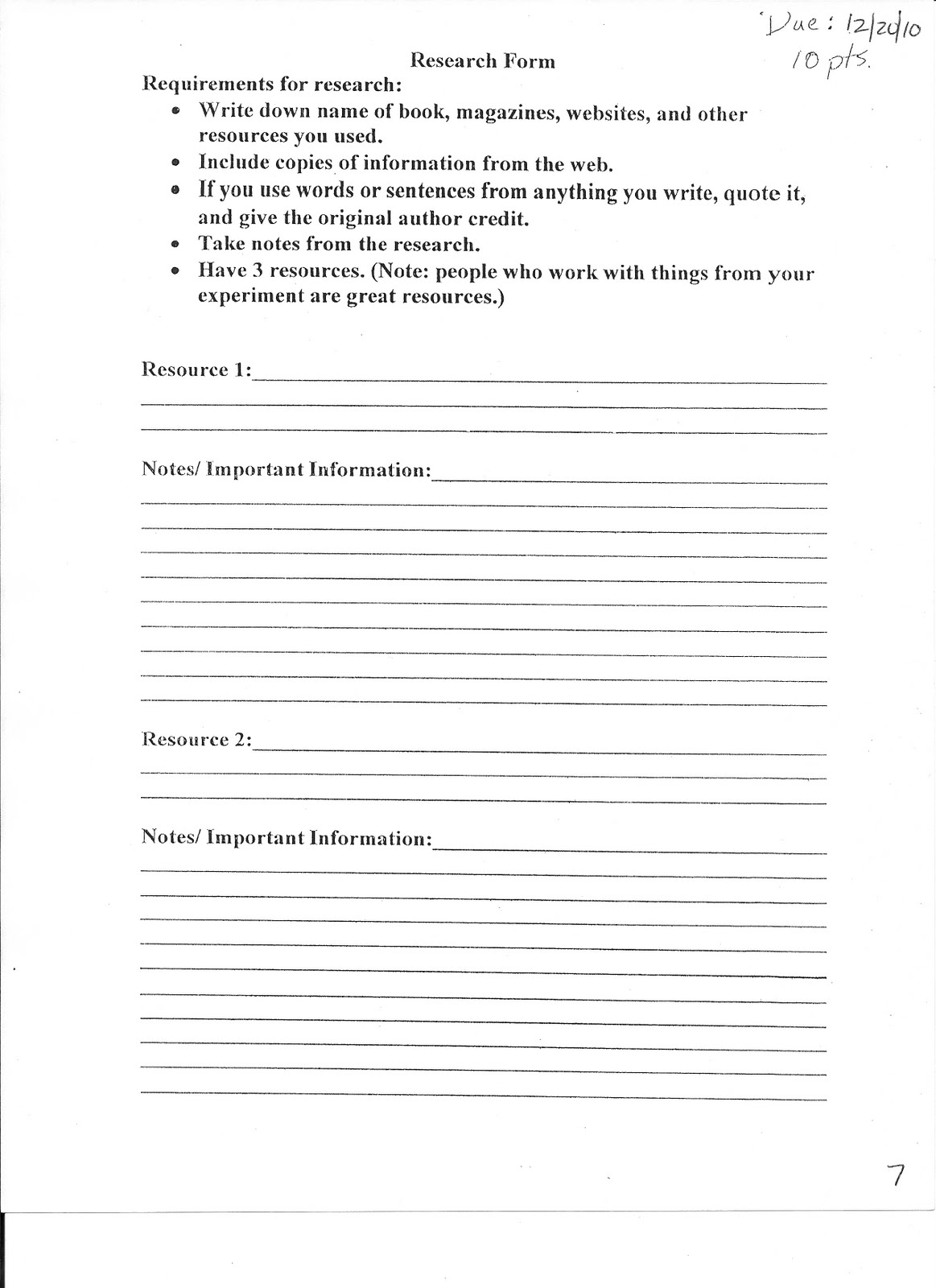 20102011 5th Grade Science: Science Fair Packet Online