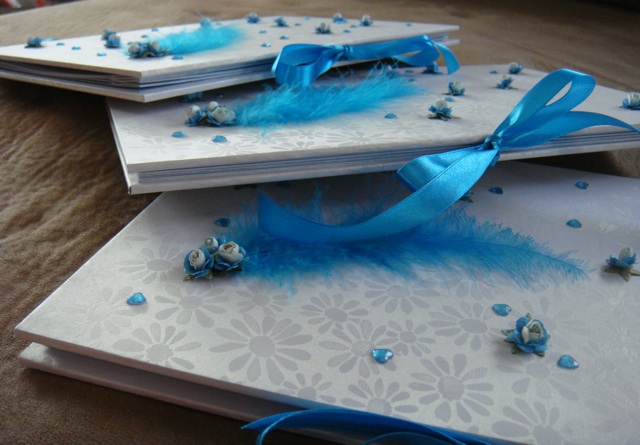 Wedding Guest Book Concertina Turquoise White