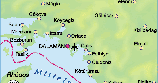 Travel Turkey Map: Where is Dalaman , Marmaris , Fethiye on a map of Turkey
