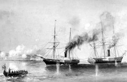 Captain W. H. Hall, in HMS Hecla, Towing the Penelope at Bomarsund in Baltic War