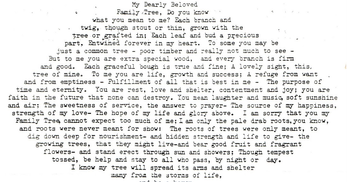. Family Tree Poem ~ One of our most popular posts