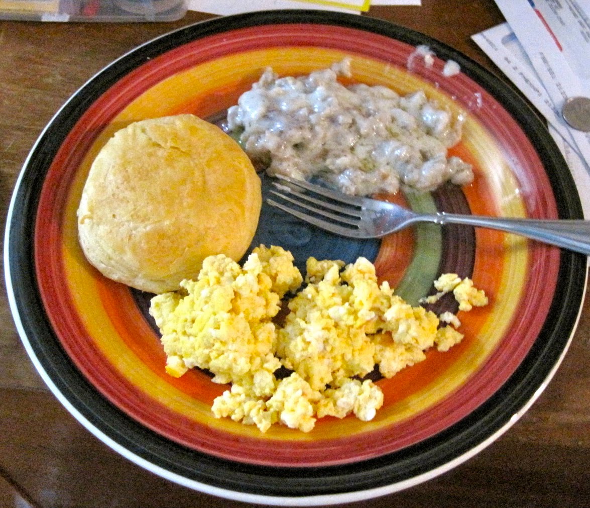 What's On Meghan's Plate Scrambled Eggs with Sausage Biscuits & Gravy