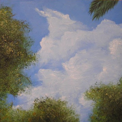 trees and sky painting