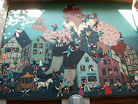 Gulliver in Liliput - This picture has been made to a mural at the facade of a toy-shop in Bremen, Germany