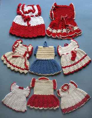 vintage crochet potholder dresses