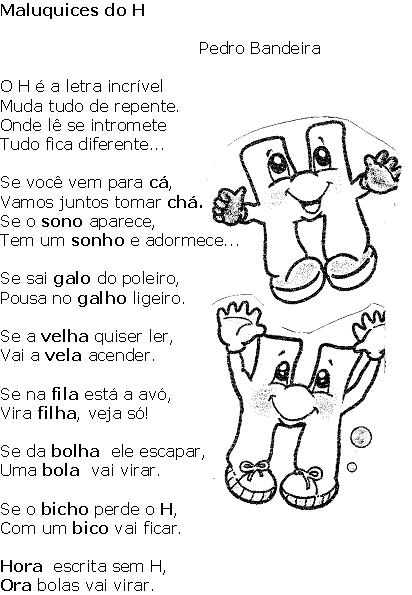 Dicas de Aprendizagem: Texto: MALUQUICES DO H ( PARA IMPRIMIR )