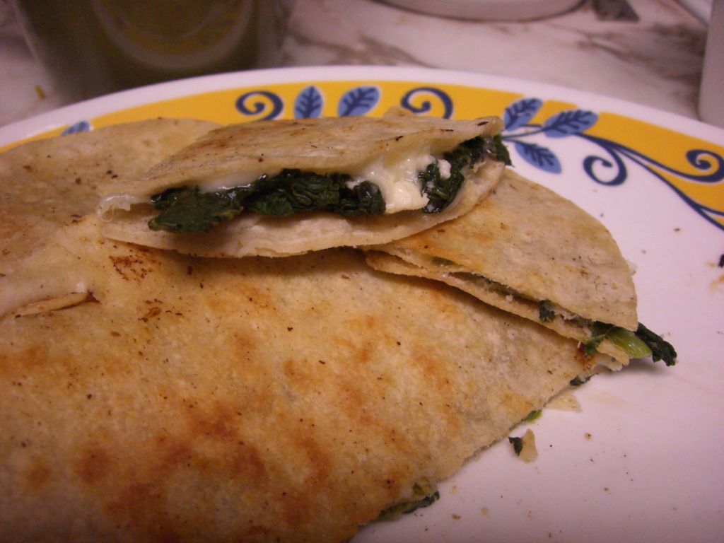 Constructive Culinary Chaos. Compiled. Spinach and Feta Quesadilla.