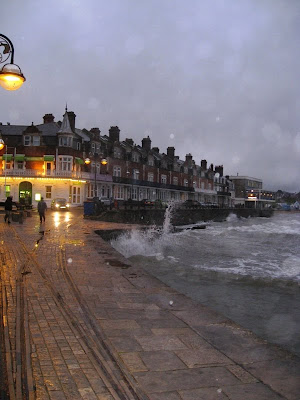 Swanage seafront at dusk