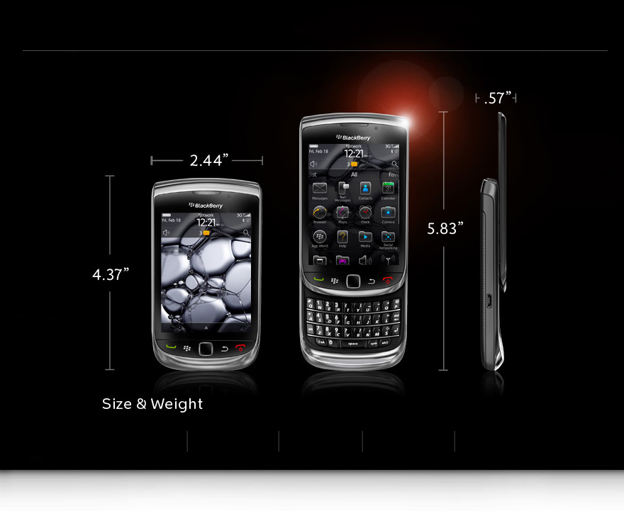 BlackBerry® Torch 9800 Slider Phone Full Review Specs Image Gallery