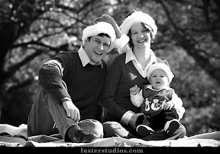 black and white christmas family portrait