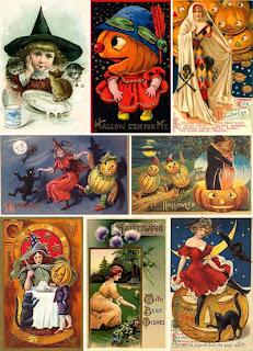 Винтажные викторианской эпохи открытки и картинки в теме Halloween'а