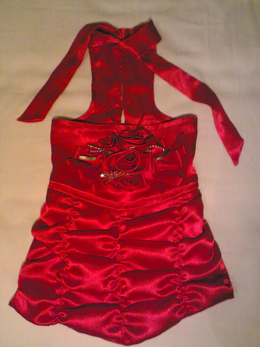 Red Satin Flowers Dress
