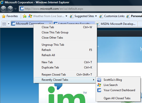 Internet Support: How to Open Recently Closed Tabs in Internet Explorer 9