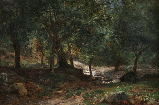 Paisaje Boscoso Juan Martínez Abades, Pintor español, Paisajes de Juan Martínez Abades, Pintor Martínez Abades, Pintores españoles, Pintores Asturianos, Martínez Abades
