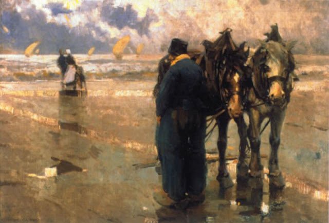 Caballos en el mar Caballos en el mar, Enrique Martínez Cubells, Pintor español, Pintores españoles, Martínez Cubells, Paisajes de Enrique Martínez Cubells, Pintores Valencianos
