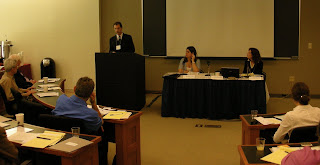 EPIC's Erik Gustafson addresses the Iraqi Refugee Roundtable Strategy Session at Georgetown Law School (EPIC Photo/Chris Breuer - 5/24/07)