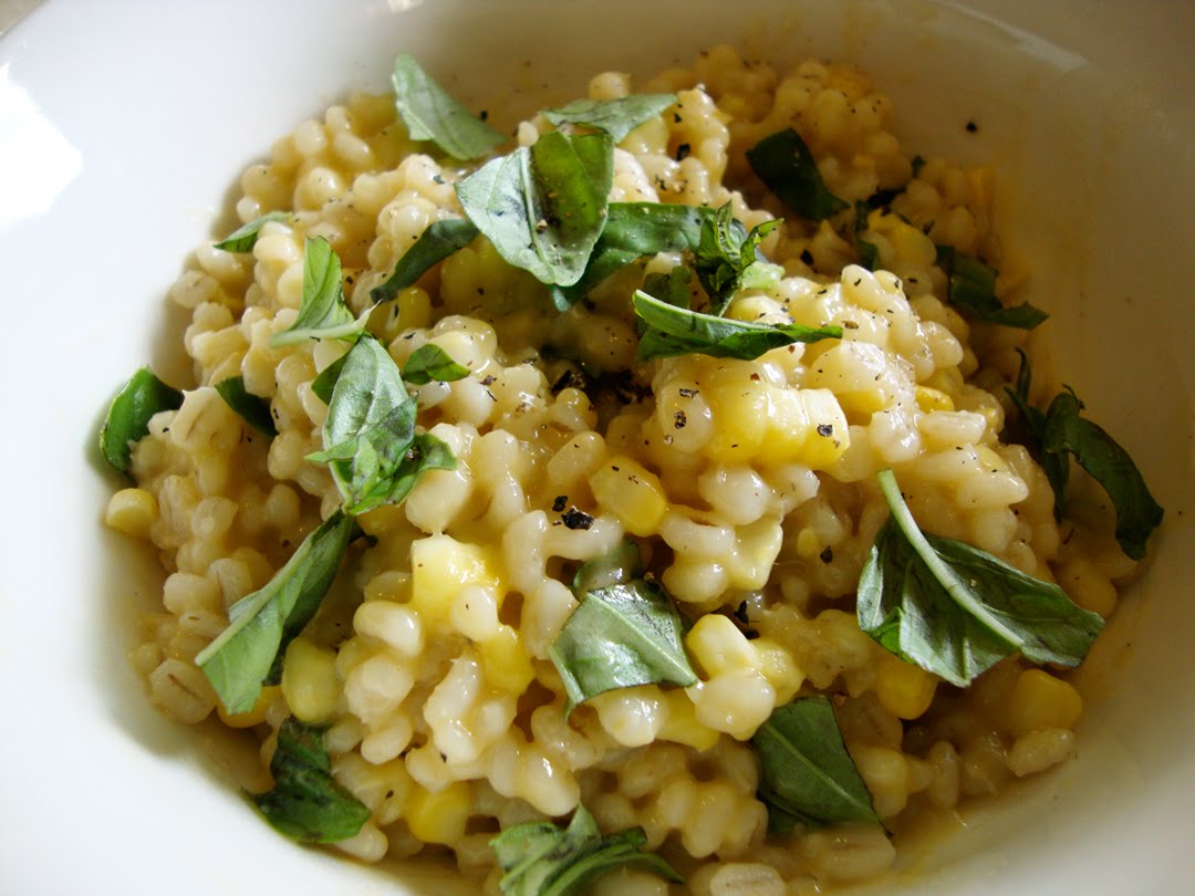 my back pages barley risotto with corn and basil