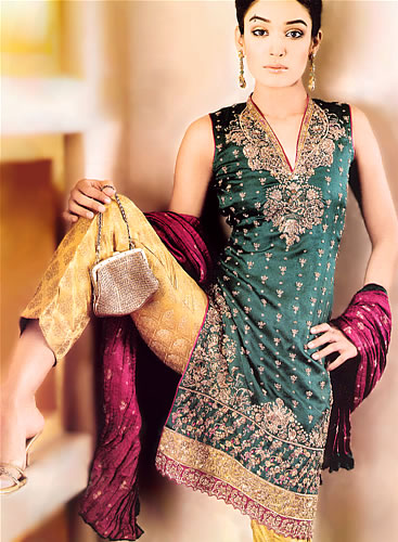 Anarkali: Dress For Mehndi Green & Yellow