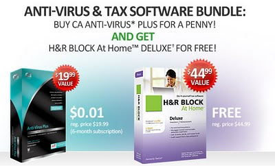 Free CA Anti-Virus Plus and H&R BLOCK AT Home Deluxe