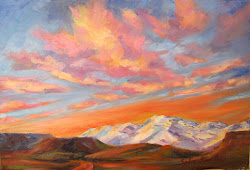 mountain sunset study watercolor painting