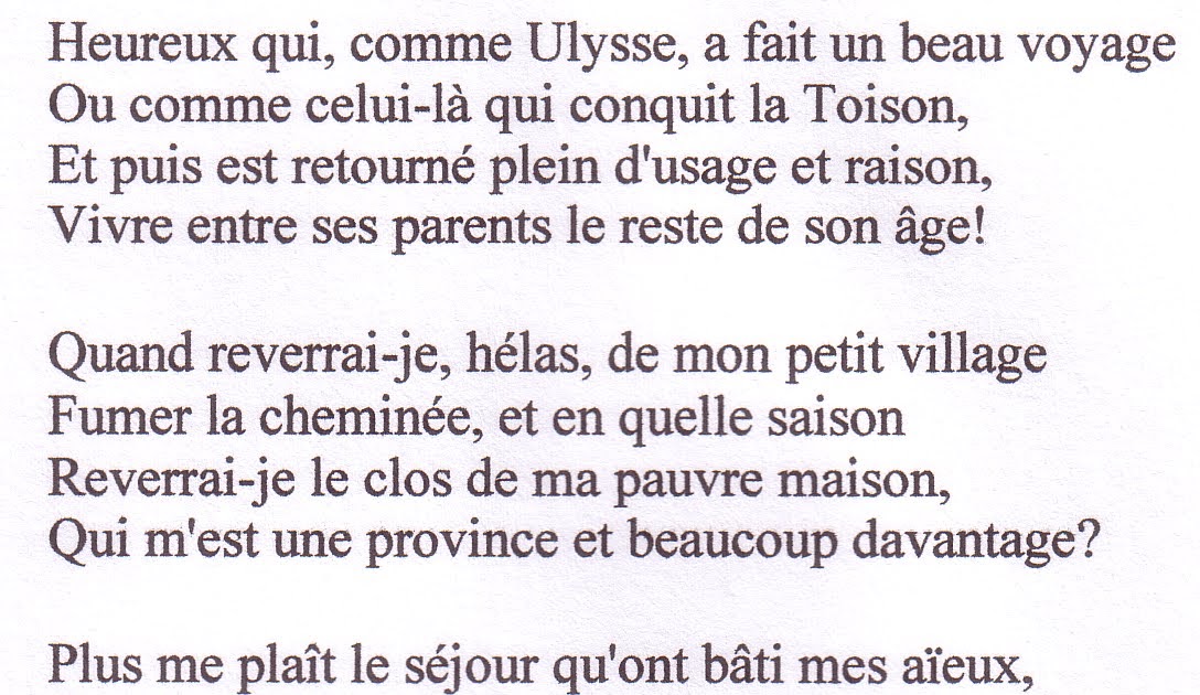 Heureux Qui Comme Ulysse Poésie Cm2