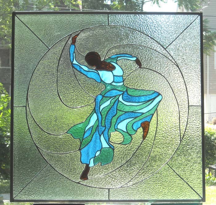 African Sand Stained Glass Judith Jamison Stained Glass Panel