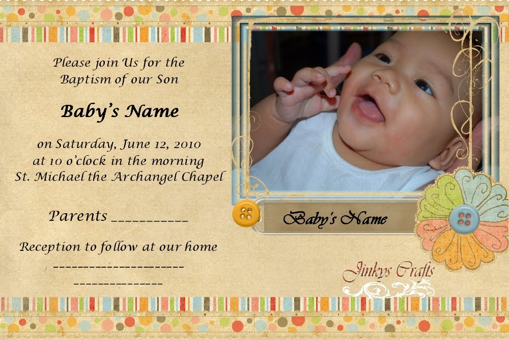 jinky's crafts designs baptism invitation cards