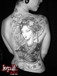 Women Back Piece Japanese Geisha Tattoo