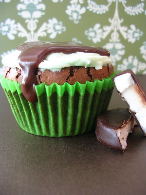 Mint Filled Brownie Cupcakes