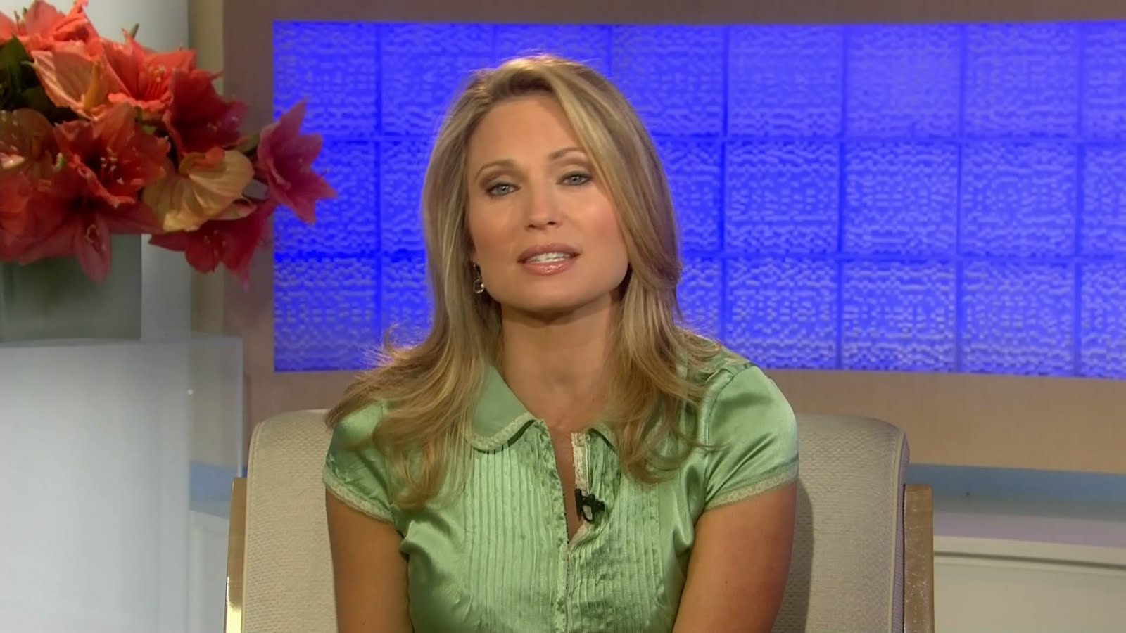 Ladies in Satin Blouses: amy robach - green satin blouse