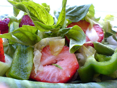 Strawberry, Lettuce, Pak Choi, and Pepper Salad